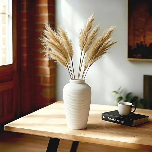 NEBRYX Ceramic Flower Vase, 6.7 inch Farmhouse Rustic Vintage Vases for Home Decor Table Living Room Entryway Book Shelf Fireplace Centerpiece (Black) in Saudi Arabia