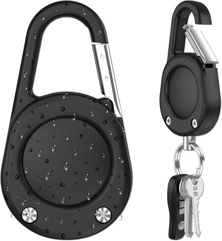 لسلسلة مفاتيح Airtag، حامل AirTag مقاوم للماء IPX8 مع حلقة تسلق، كمبيوتر صلب، مشبك قفل، حلقة مفاتيح عجلة عالمية، سلسلة مفاتيح Air Tag لـ Apple Airtag (عبوة واحدة سوداء) in Kuwait