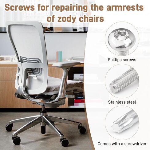 Office Chair Armrest Screws for Haworth Zody Chair Armrest-Office Chair Screws for Repairing Loose and Damaged Chair armrests, M6-16mm(1pair) in Saudi Arabia