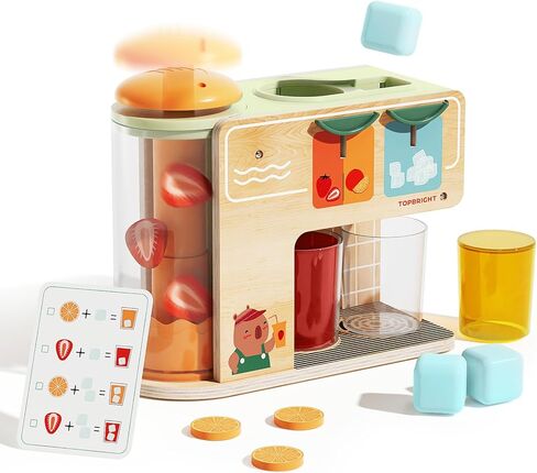 TOP BRIGHT Wooden Vending Machine Play Set, Play Food for Kids，Pretend Play Toys with Wooden Snack Bars and Drink Cans, Montessori Toys for Boys Girls Capybara Gift Age 3+ in Saudi Arabia