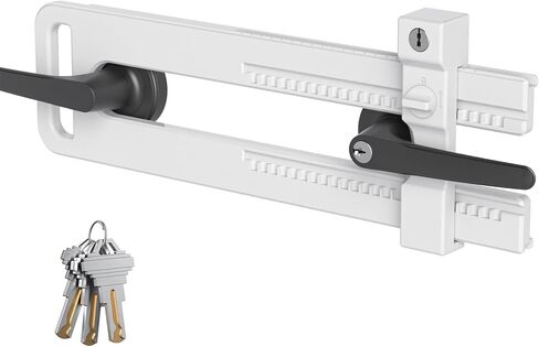 AST Double Door Lockout Device, French Door Reinforcement Lock with 3 Keys, Lockout to Double Door Knobset and Handleset, Childproof Door Lock, Premium Version (Matte White with Keyed Differ) in Saudi Arabia