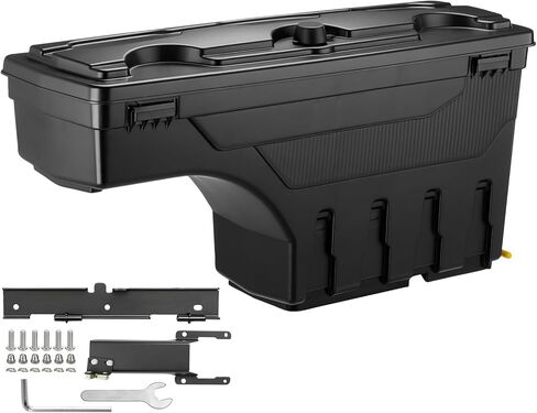 صندوق تخزين سرير الشاحنة من GEARLAST مع قفل بكلمة مرور لسيارة Ford F-150 2015-2025، جانب السائقين، 30 لتر، أسود in Kuwait
