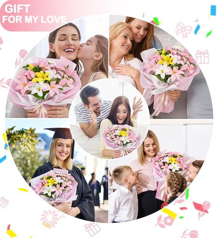 400pcs طقم زهرة أنابيب أنابيب - منظفات الأنابيب بشكل كبير مع 4 ألوان متنوعة ينبع تشنيل لمجموعة صناعة الزهور DIY ، وتشمل الأسلاك الأزهار ، والشريط ، والسلالة والشريط (الوردي) in Kuwait