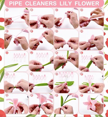 400pcs طقم زهرة أنابيب أنابيب - منظفات الأنابيب بشكل كبير مع 4 ألوان متنوعة ينبع تشنيل لمجموعة صناعة الزهور DIY ، وتشمل الأسلاك الأزهار ، والشريط ، والسلالة والشريط (الوردي) in Kuwait