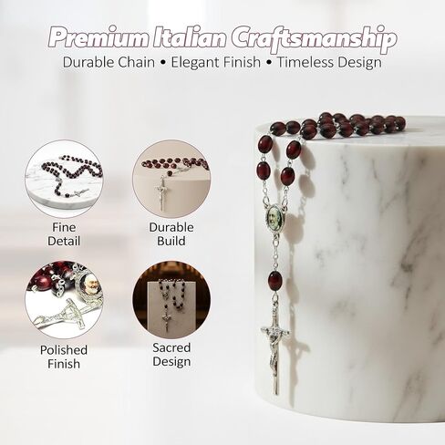 سانكتوم فيريتاس، بقايا الدرجة الثالثة، مسبحة القديس بادري بيو بيتريلسينا ستجماتا فرانشيسكو فورجيون كابوشين، راعي متطوعي الدفاع المدني، المراهقين، تخفيف التوتر، إيطاليا مالطا إنفيرموس (بني) in Kuwait