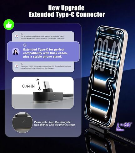 USB C to USB C Cable, 5-Foot 240w USB C Charge Cable with Invisible Phone Holder Function, Right Angle USB C Cable, Suitable for iPhone 17 Pro Max, 16, 15 Series, Samsung Galaxy S25, S24 Ultra, Etc. in Saudi Arabia