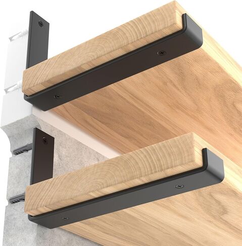LEOPO 12 inch Shelf Brackets 6-Pack ,1/5 inch Thick Heavy Duty Industrial Bracket for DIY Floating Shelf Support, Black Coated Wall Shelf Support 11.25" x 6" x 1.5" in Saudi Arabia