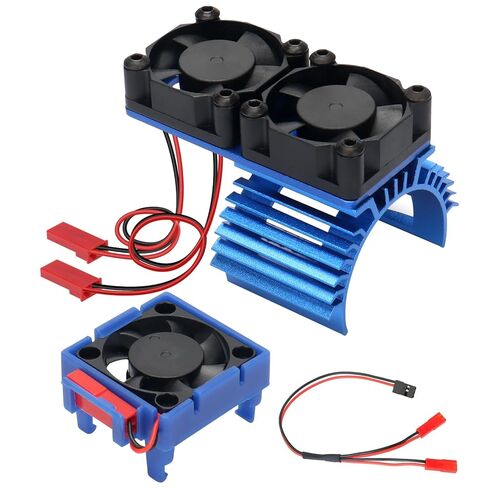 Daitoku RC Motor Cooling Fan 15000 دورة في الدقيقة معجبي التبريد المزدوج شب محرك الحرارة 42 مم ل 1/8 1/7 ARRMA TYPHON 6S KRATON 6S MOJAVE in Saudi Arabia