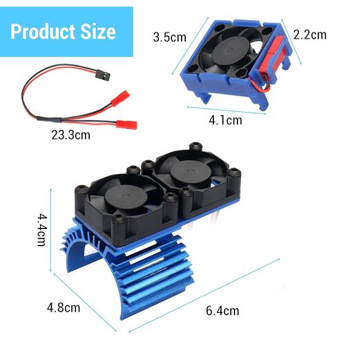 Daitoku RC Motor Cooling Fan 15000 دورة في الدقيقة معجبي التبريد المزدوج شب محرك الحرارة 42 مم ل 1/8 1/7 ARRMA TYPHON 6S KRATON 6S MOJAVE in Saudi Arabia