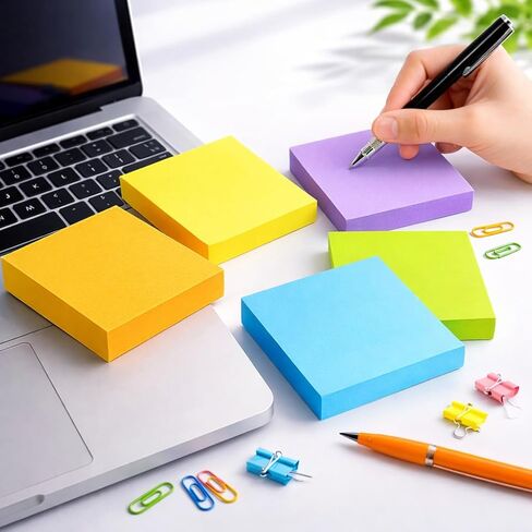 5PCS Sticky Notes, Bright Colors Self-Stick Notes, Easy to Post for School, Office Supplies, Desk Accessories(Rose Red,Orange,Yellow,Blue,Dark Purple) in Saudi Arabia