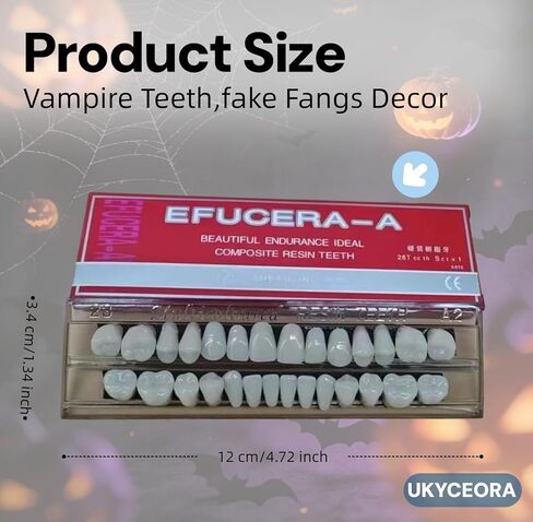 UKYCEORA أسنان مصاصي الدماء، ديكور الأنياب المزيفة، مجموعة أسنان مزيفة للهالوين، أنياب أسنان مصاصي الدماء، أسنان الهالوين، أسنان وحش كاذبة/أسنان حادة، نموذج عرض الأسنان - ليس للاستخدام الطبي. (28 قطعة * 4 صناديق) in Saudi Arabia