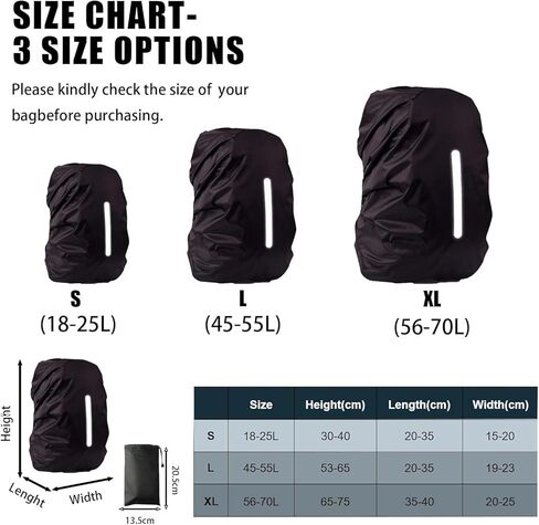 Waterproof Backpack Rain Cover with Reflective Strap (Large) in Saudi Arabia