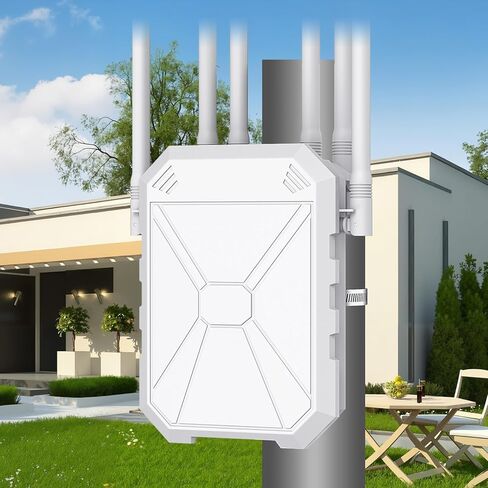 N300 Outdoor WiFi Extender 300Mbps,Long Range WiFi Range Extender Repeater Signal Booster with 6 High-Gain Antennas, Waterproof Outdoor Access Point Router for Backyard, Garden, Garage, Barn, RV in Saudi Arabia