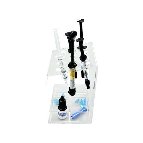 حامل حقنة من الأكريليك للأسنان، رف حقنة مركب للأسنان متعدد الوظائف من YOUYA DENTAL، حقيبة وضع منظمة لأدوات توزيع لاصق الراتنج (12 فتحة حقنة + 4 مقصورات) in Kuwait