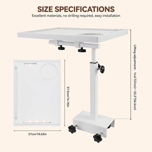 رف بجانب السرير، صينية قابلة للطي دوارة: رف بجانب السرير قابل للتعديل للسرير، طاولة صينية جانبية لسرير الخيزران مع عمود معدني قوي، تناسب إطارات السرير بعرض 0.7 بوصة - 2.7 بوصة للمساكن والشقق وغرف النوم وأساسيات النوم in Kuwait