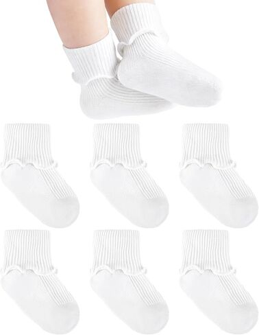 Ruffle Socks Preemie Newborn Baby Turn Cuff Cotton Non Slip Warm Socks for Baby Girls Boys Infant Toddler in Saudi Arabia