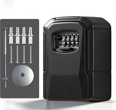 Lock Box, Key Lock Box Resettable Combination Lockbox Wall Mount Waterproof Security Safe Box for Outside Outdoor Home Office Door Handle House Key, Black in Saudi Arabia
