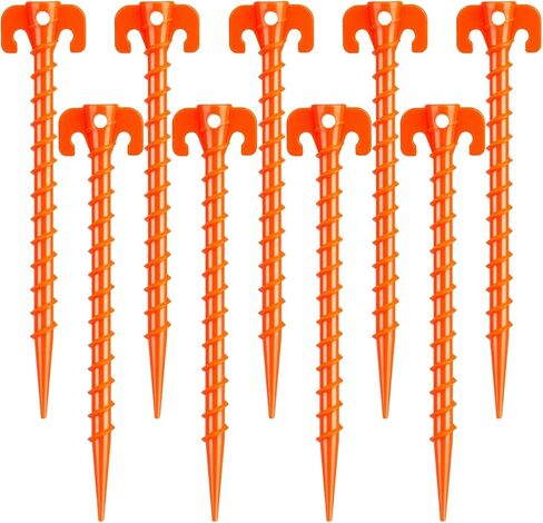 15 Pack Plastic Spiral Tent Stakes - 10 Inch Heavy Duty Screw-in Sand Anchors Pegs - Windproof Plastic Ground Anchor Stakes for Secure Tents, Inflatables, Canopies, Tarps, Garden Structures in Saudi Arabia