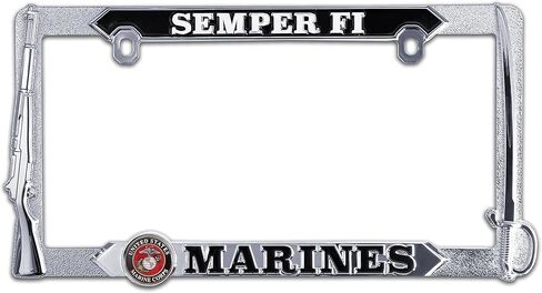 Elektroplate Officially Licensed – United States Retired Marine Corps Chrome-Plated Metal Standard Size Premium 3D License Plate Frame Tag Holder for Cars/SUVs/Trucks Weather-Proof Auto Accessory in Saudi Arabia