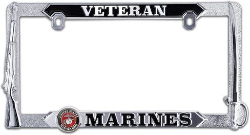 Elektroplate Officially Licensed – United States Retired Marine Corps Chrome-Plated Metal Standard Size Premium 3D License Plate Frame Tag Holder for Cars/SUVs/Trucks Weather-Proof Auto Accessory in Saudi Arabia
