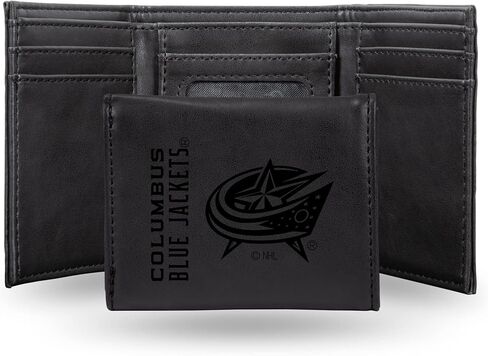 Rico Industries NHL Columbus Blue Jackets Laser Engraved Brown Tri-Fold Wallet - Men's Accessory in Saudi Arabia