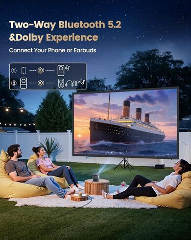 جهاز عرض صغير ذكي مزود بتقنية WiFi وBluetooth، متوافق مع Netflix/محمول/يدعم 4K، أجهزة عرض أفلام خارجية بتقنية Dolby Audio وKeystone والتركيز الكهربائي، وجهاز WiMiUS Native 1080P HD Proyector in Saudi Arabia