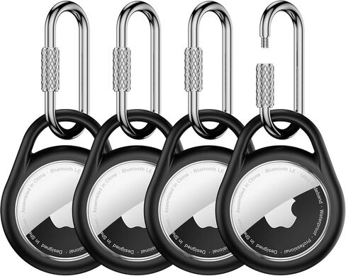 Waterproof Holder for AirTag Keychain, 1 Pack for Apple Air Tag 1st & 2nd Generation Case（Professional Carabiner）,Shockproof 丨Durable TPU Cover for AirTags, for Kids, Pets Collar, Keys, Luggage, Bags in Kuwait