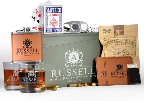 On The Rox Drinks Personalized Groomsmen Ammo Box For Men - Custom Groomsmen Ammo Can Gift Set - Authentic Grade 1 Military Ammo Box Gift For Dad - Personalized Wedding Favors - Custom Gift in Saudi Arabia