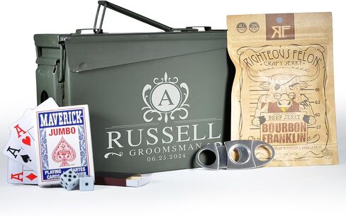 On The Rox Drinks Personalized Groomsmen Ammo Box For Men - Custom Groomsmen Ammo Can Gift Set - Authentic Grade 1 Military Ammo Box Gift For Dad - Personalized Wedding Favors - Custom Gift in Saudi Arabia