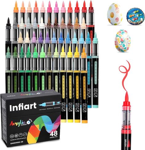 Automatic Ink Control Acrylic Paint Markers Brush Tip 80 Colors Acrylic Paint Pens Water-Based Acrylic Markers Set for Stone, Wood, Rock Painting, Canvas, Glass, DIY & Art Supplies in Saudi Arabia