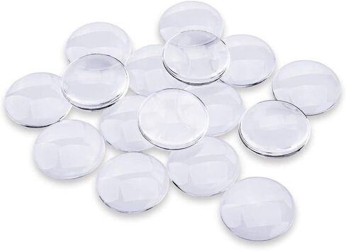 20PCS Transparent Glass Cabochons, Clear Glass Dome Tile Cabochon Half Round Flat Clear 1.57 Inch/40mm Non-calibrated Round for Photo Pendant Making DIY Decor Souvenir Gift in Kuwait