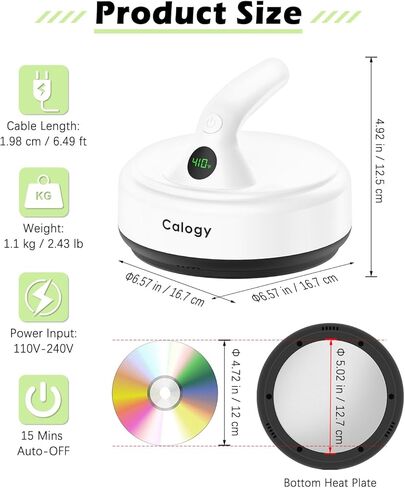Calogy Mini Heat Press ، آلة الضغط الحرارية المستديرة ذات القطر الدائم على قمة القمصان المحمولة ، 4 مستويات تقف 410 ℉ ، الحديد الصغير للحرف اليدوية ، السفينة ، الحقيبة ، الوسادة ، السيراميك ، نقل الحبر السامي (الوردي) in Kuwait