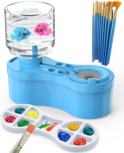 Paint Brush Cleaners, with Paint Palette and Brush Holder for Watercolor/Oil Acrylic and Water-Based Paints, Portable Paint Station & Rinsing Tool,Gift for Kids/Adults/Artist/Beginners Blue in Saudi Arabia