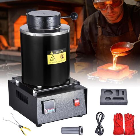 1500W Electric Melting Furnace Kit | Gold Melting Furnace Digital Screen | PID Smelter Foundry Furnaces Kiln Kit with Crucibles Tongs? Ingot Mold | Craphite Crucibles for Meltings Gold, Silver, Al in Saudi Arabia