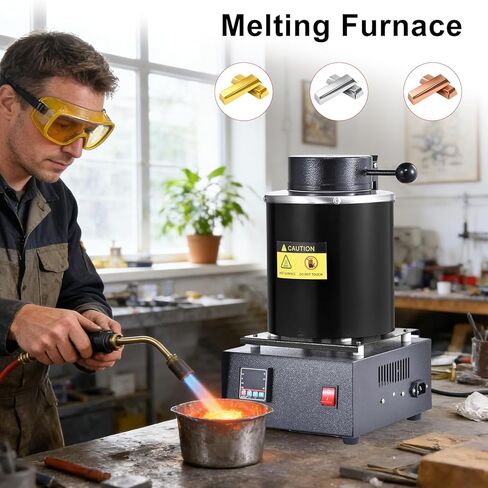 1500W Electric Melting Furnace Kit | Gold Melting Furnace Digital Screen | PID Smelter Foundry Furnaces Kiln Kit with Crucibles Tongs? Ingot Mold | Craphite Crucibles for Meltings Gold, Silver, Al in Saudi Arabia