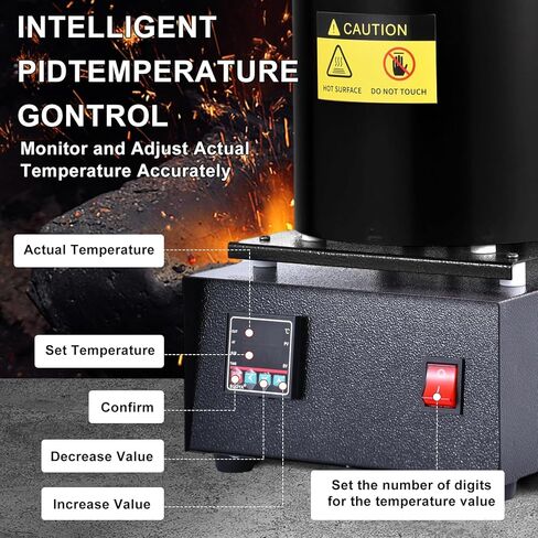 1500W Electric Melting Furnace Kit | Gold Melting Furnace Digital Screen | PID Smelter Foundry Furnaces Kiln Kit with Crucibles Tongs? Ingot Mold | Craphite Crucibles for Meltings Gold, Silver, Al in Saudi Arabia