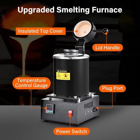 1500W Electric Melting Furnace Kit | Gold Melting Furnace Digital Screen | PID Smelter Foundry Furnaces Kiln Kit with Crucibles Tongs? Ingot Mold | Craphite Crucibles for Meltings Gold, Silver, Al in Saudi Arabia