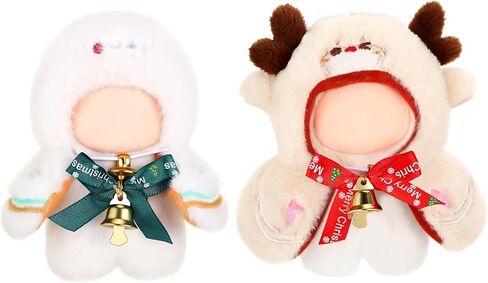 2 Pack 10 cm Christmas Outfit Clothes for 3.9 Inches Stylish Collectible Figure Mini Miniature Costume Dress up for Play Display (No Doll) (Christmas Snowman,Reindeer) in Saudi Arabia