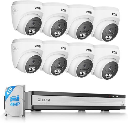 ZOSI C220 16CH 4K PoE Home Security Camera System, 16CH 8MP 4K NVR with 4TB HDD for 24/7 Record, 8 x 4MP(1440p) QHD 2.5K Dome IP Cameras Outdoor Indoor, Smart AI Human Detection, Two-Way Audio in Saudi Arabia