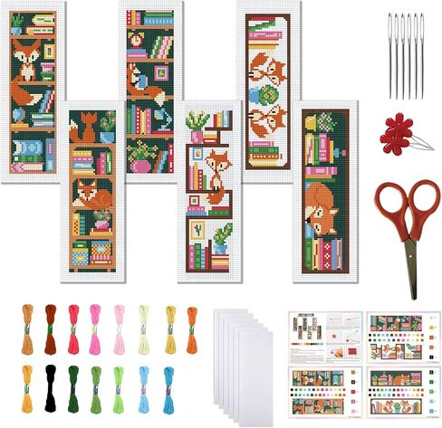 FreeBloss 6 Set Cross Stitch Lockmark Kit Stutted Cross Stitch Kit String Fruits Thisp Thisp Termbroidery with Structions for البالغين 8 ''*2.4 '' in Kuwait