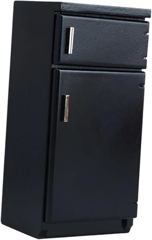 1:12 Scale Dollhouse Kitchen Fridge Freezer, Dining Room Kitchen Simulation Refrigerator Ornaments, Black in Saudi Arabia