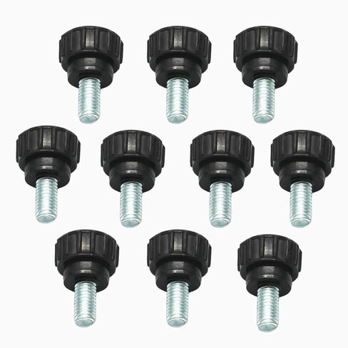 10 Pieces M5 x 10 mm Carbon Steel Threaded Knurled Thumbscrew Black Round Clamping Screws Grip Knobs Thumb Screw for Machinery Latche (10, M5*10mm) in Saudi Arabia