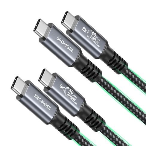 كابل USB 4 بطول 3.3أقدام 2 حزمة، 40 جيجابت في الثانية 240 وات شحن سريع USBC 4 كابل يدعم 8K@60 هرتز، كابل USB-C إلى USB-C 4 متوافق مع Thunderbolt 4/3، MacBook، iPhone 17/16/15، SSD، Dell، XPS، HP Laptop in Kuwait