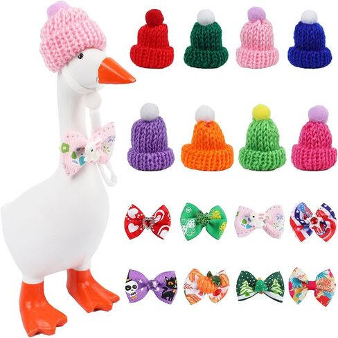 8 Set Holiday Desk Goose Outfits 7 Inch Mini Knitting Hats & Bow Tie, Summer 4th of July All Seasons Magnetic Desk Goose Clothes Costume, Mini Porch Goose Headwear Funny Desk Goose Accessory in Kuwait