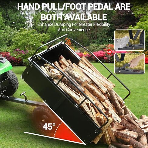 ActiveTrail 1500 رطل مقطورة فولاذية مساعدة، 15 قدم مكعب مقطورات حديقة وعربات شديدة التحمل، سحب خلف مقطورة تفريغ لجزازة العشب، ساحة حديقة، أحمر in Kuwait