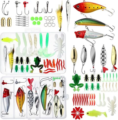 Fishing Lures Kit Removable Tackle Box for Saltwater with Hooks, Weights, Bobbers, Pliers, Rigs, Leaders, Line, Sinker Swivels for Men(443 Pcs,443 Pcs Fishing Lures Accessories Kit) in Saudi Arabia