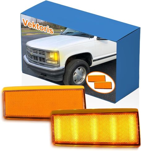 Smoked LED Headlight Side Marker Lamp for Chevy/GMC C/K 10 Truck/Suburban/Yukon/Blazer/Tahoe Fender Side Marker Light Assembly Unit 1988-2002 -White DRL, Amber Turn Signal (Smoked) in Kuwait