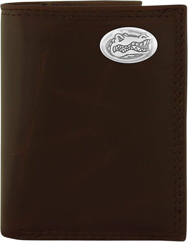 NCAA Clemson Tigers Brown Wrinkle Leather Trifold Concho Wallet, One Size in Saudi Arabia