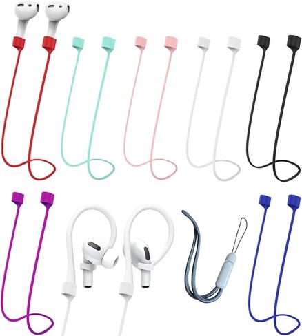 (5 عبوات من الأشرطة + 4 عبوات من خطافات الأذن + 1 حزمة من الحبل) أحزمة AirPods مغناطيسية قوية جدًا، سلك مضاد للفقد لـ AirPods 4rd AirPods Pro 1st 2nd AirPods 3rd AirPods 1st 2nd حبل رياضي من السيليكون وخطاف للأذن in Kuwait