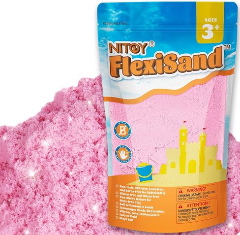 Nitoy Flexisand 2.2 رطل يلعب الرمال ، لا يجف أبداً خارجًا لمدة 3 سنوات وأعلى أطفالًا كبيرًا من ألعاب صندوق الرمال الحسية ، مثالية للتشكيل والضغط والقولبة (اللون الأولي) in Kuwait